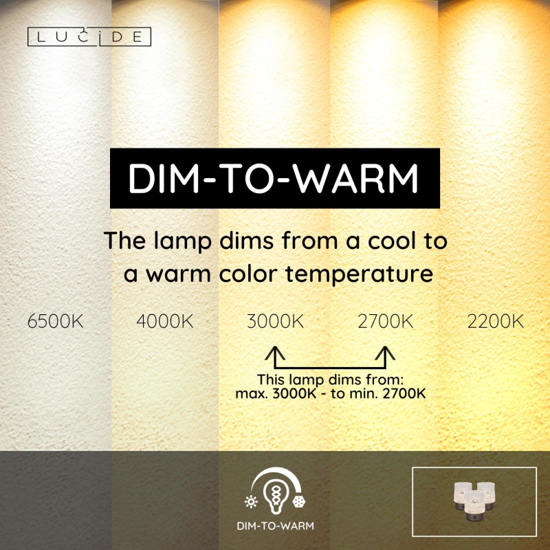 Lucide LILI - Nabíjacia stolová lampa - Batéria/batérie - Ø 8 cm - LED Rozm. - 1x3W 2700K/3000K - Kovová zbraň - Sada 3 ks